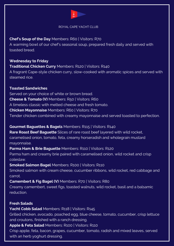 Reduced Menu whilst Kitchen is being upgraded